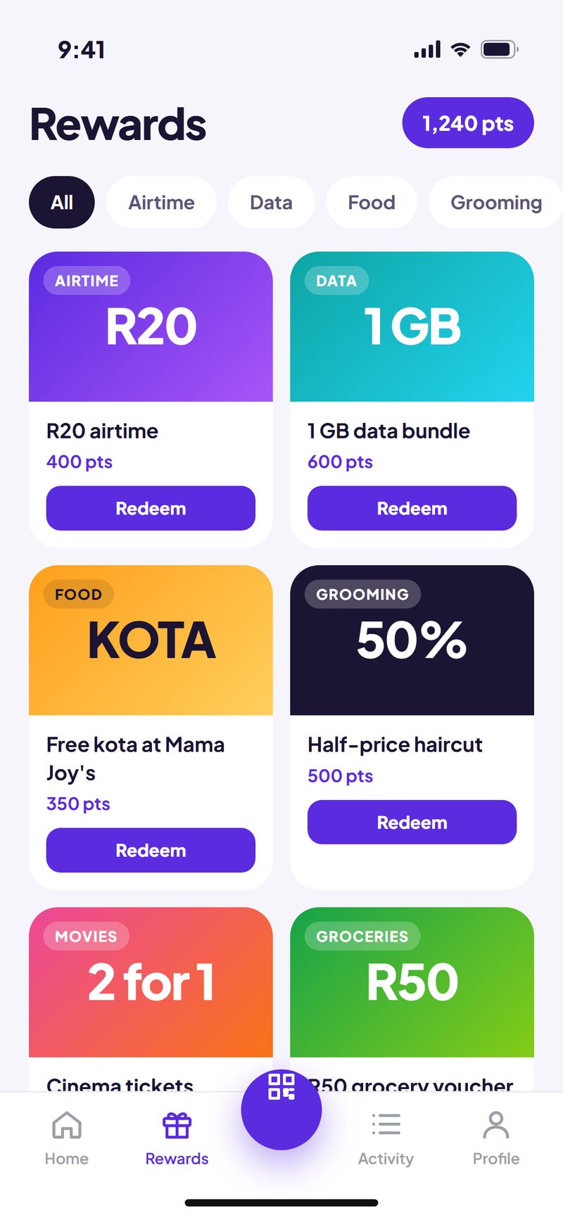 Kasi Rewards app — screen 2 of 2