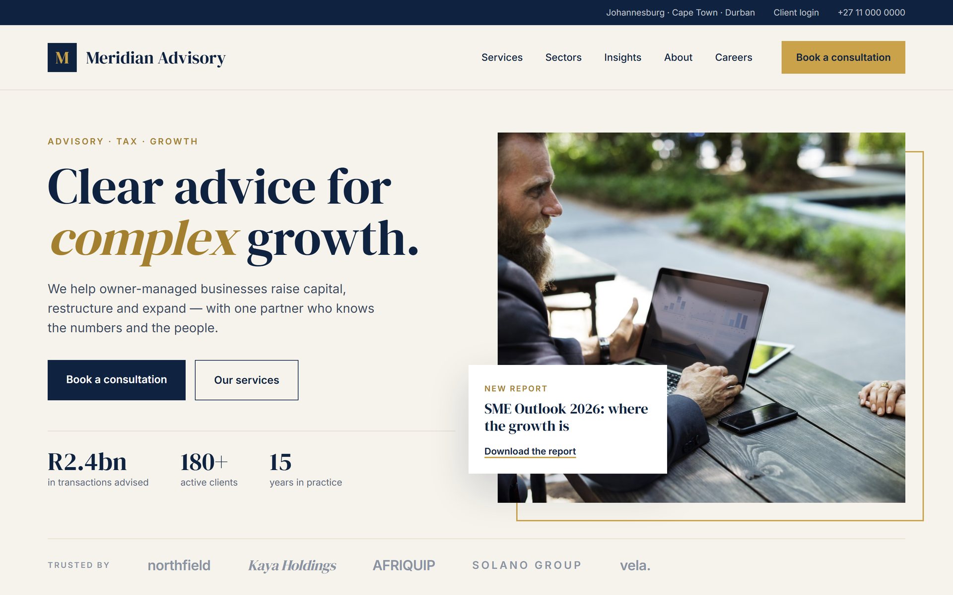 Meridian Advisory website — home page