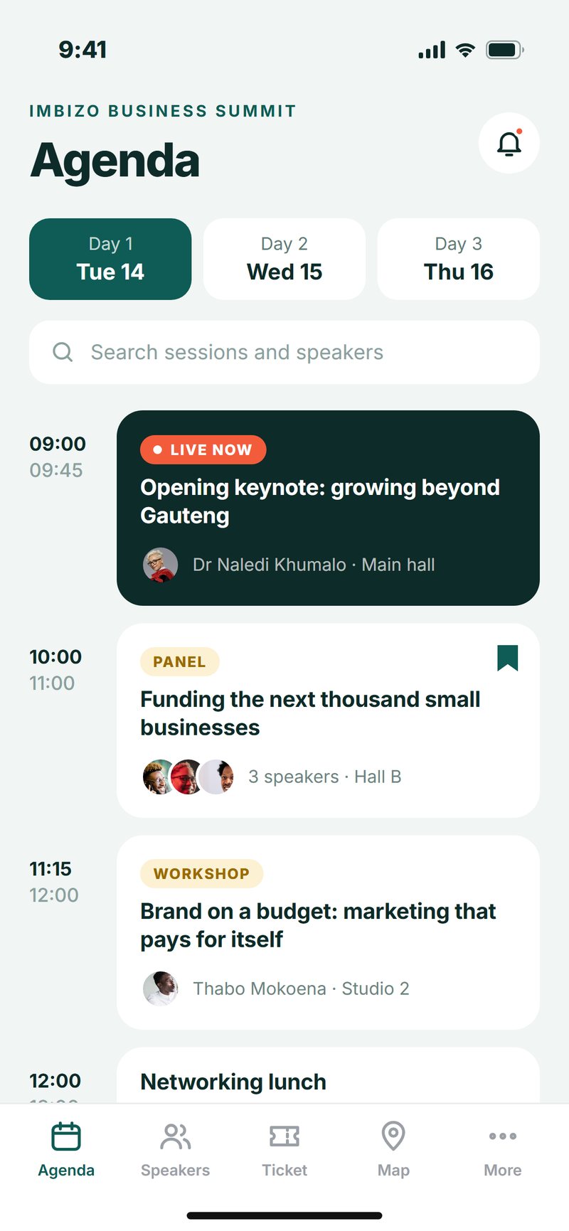 Nyala Events app — screen 1 of 2