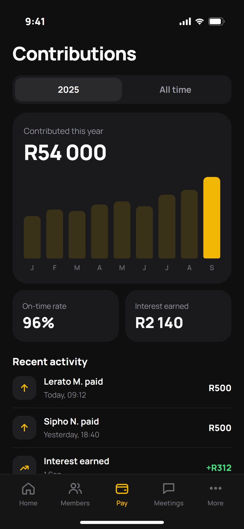 Stokvel Pro app — screen 2 of 2